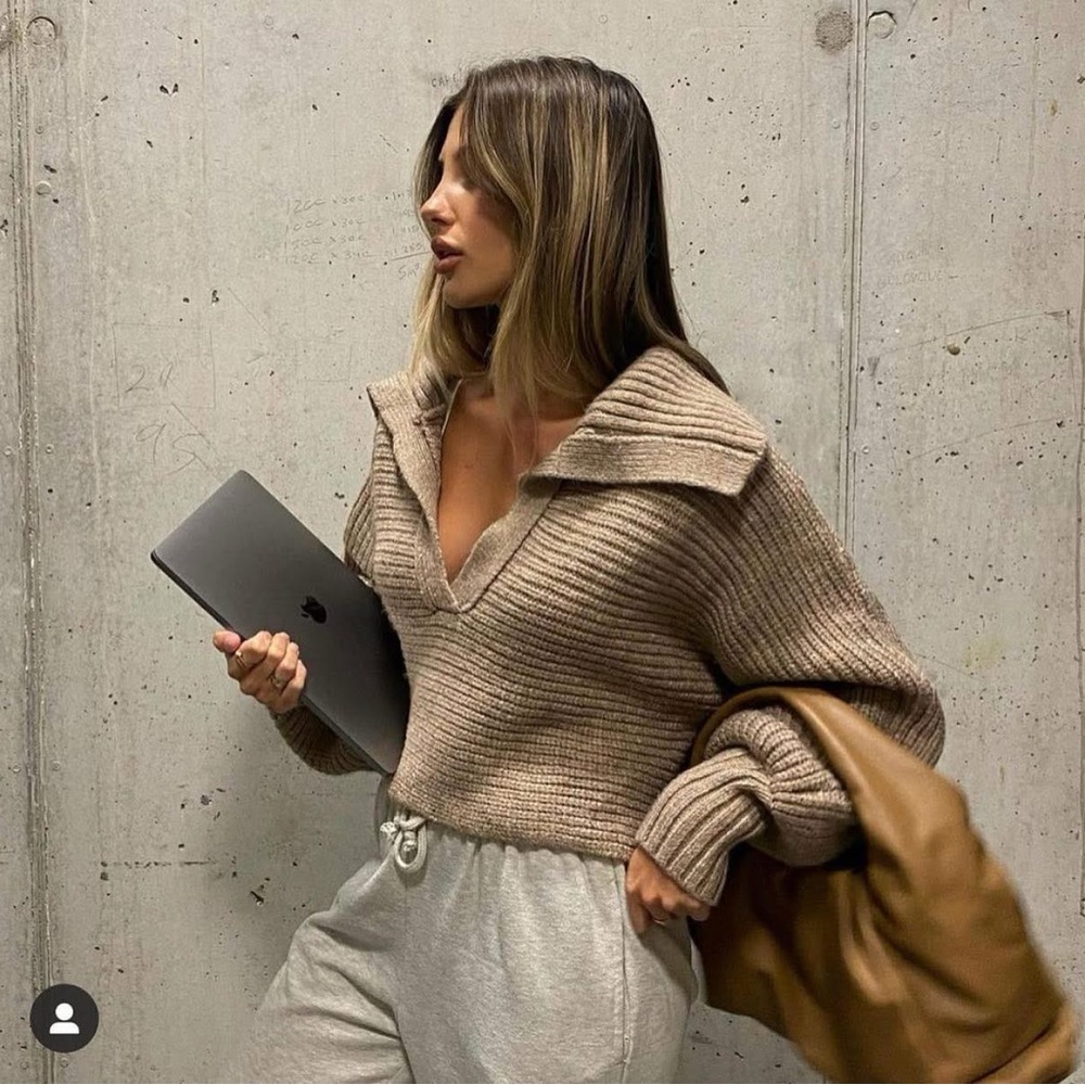 Zara Brown Ribbed Sweater